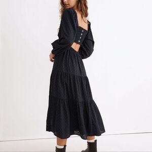 Madewell Navy Blue Eyelet Lucie Cutout-Back Midi Dress
